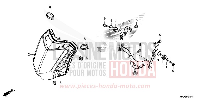 SCHEINWERFER (LED) von NC750X "Meca" CANDY ARCADIAN RED (R305) von 2016